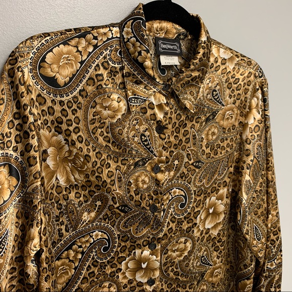 Retro Cheetah Floral Paisley Long Sleeve PS - Picture 4 of 11
